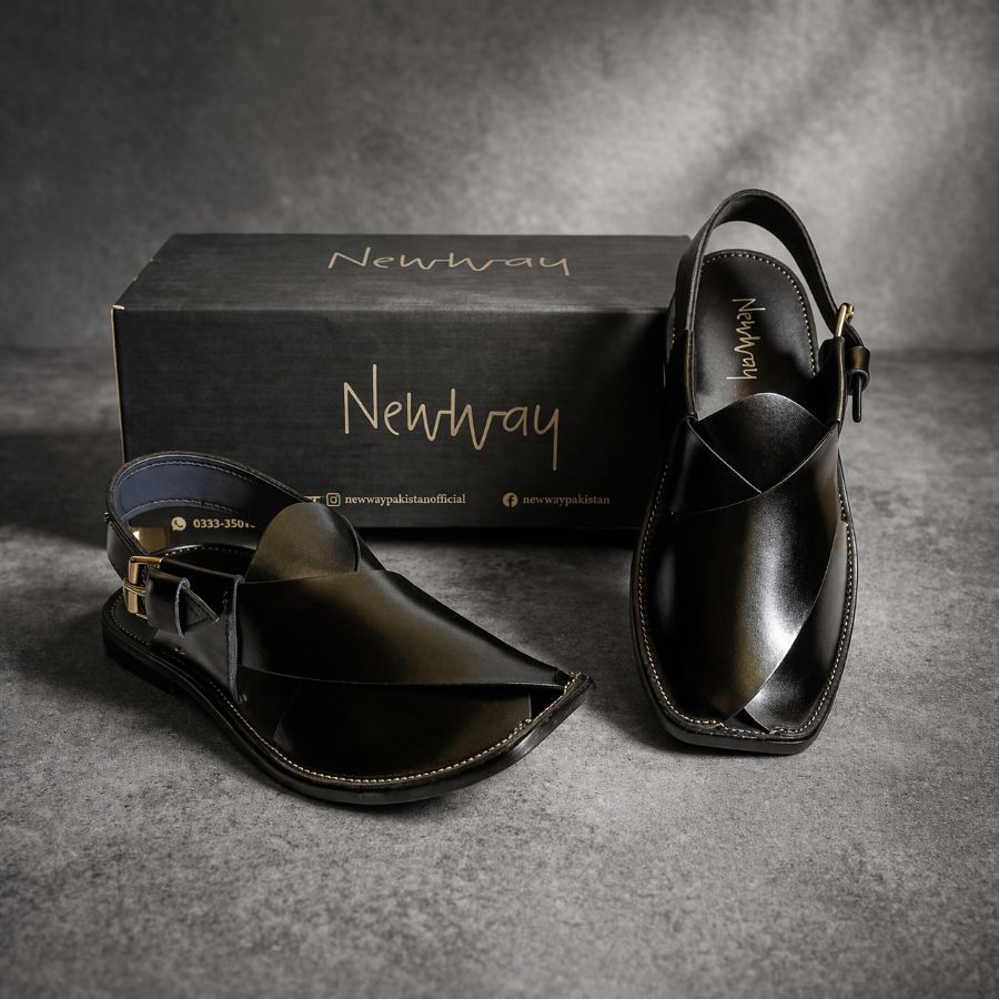 Peshawari Sandal - Jet Black